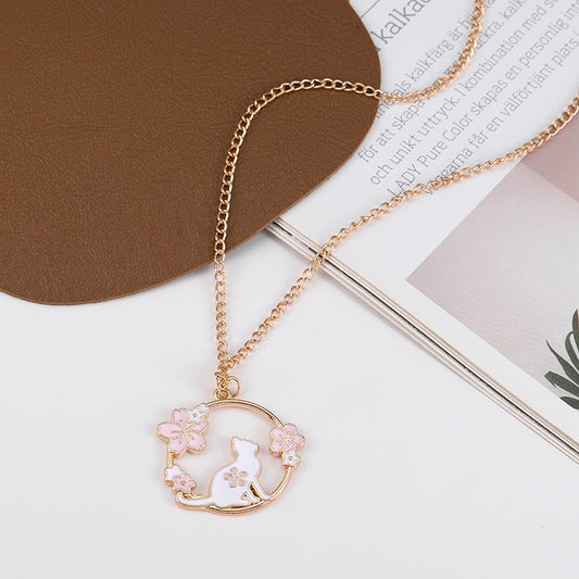 Collier Chat Lapin Sakura - Rose