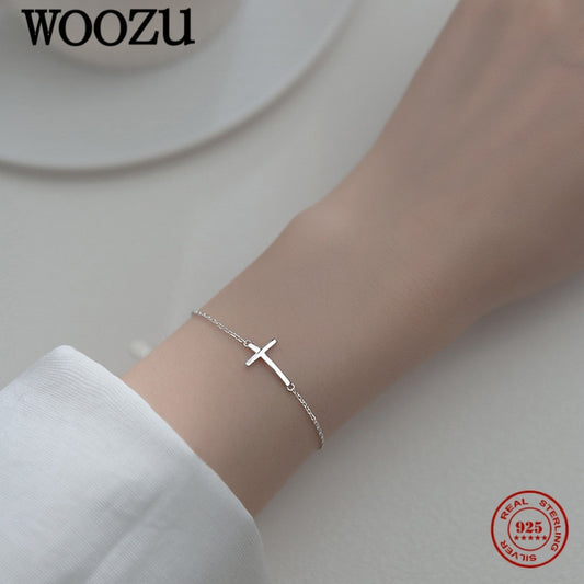 Geometric Gloss Cross Bracelet  Silver Jewelry