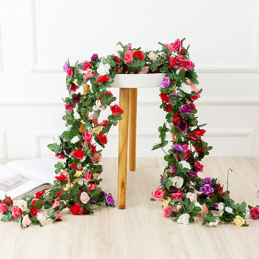 250cm Artificial Rose Flower Vine - DIY Rattan