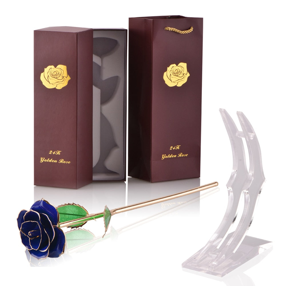 24k Gold Dipped Rose with Stand - Eternal Flower for Her