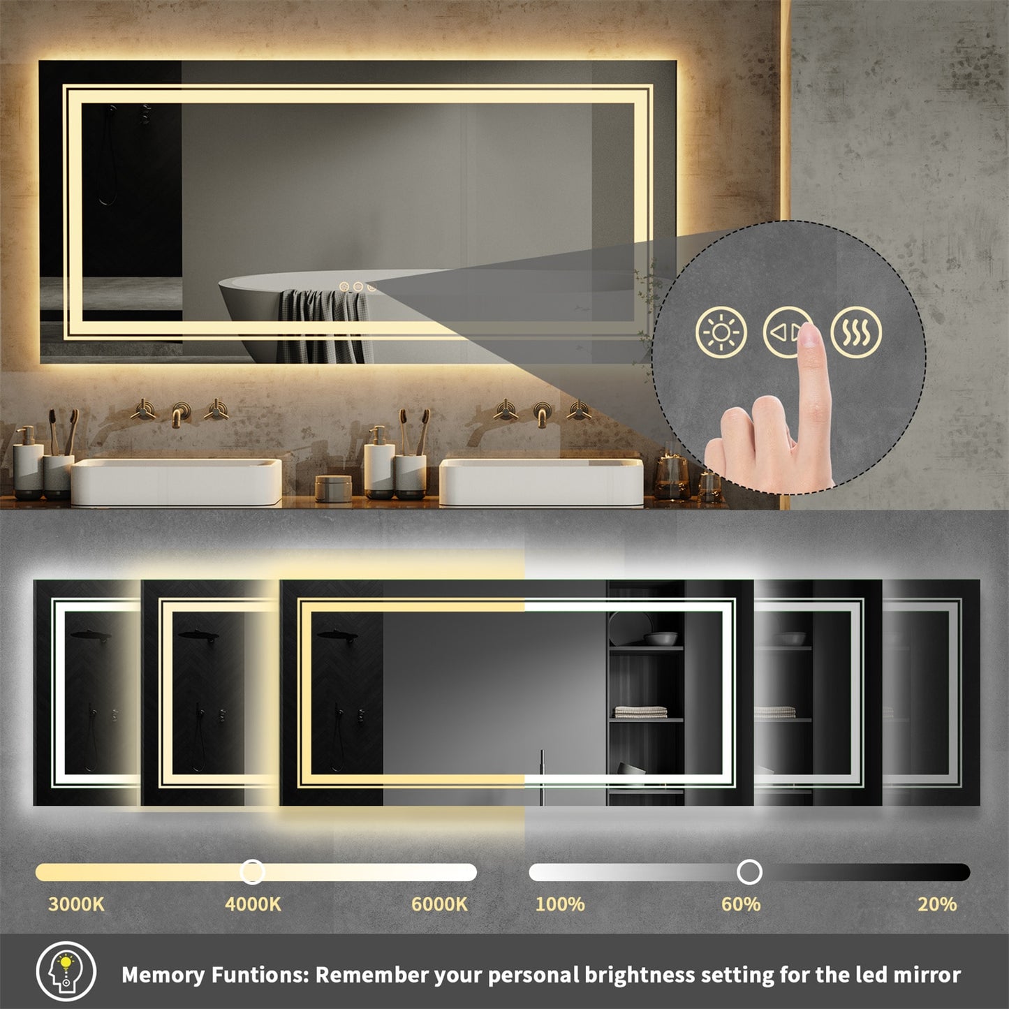 GlowPro XL LED Bathroom Mirror