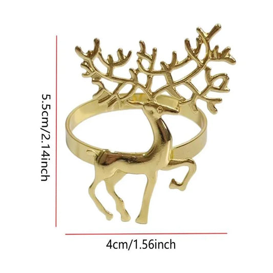 Anneau de serviette en forme de cerf, 6 pièces, porte-serviettes en forme d'élan de noël