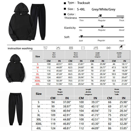 Men's 2-Piece Tracksuit Set - Hooded Sweatshirt and Drawstring Pants