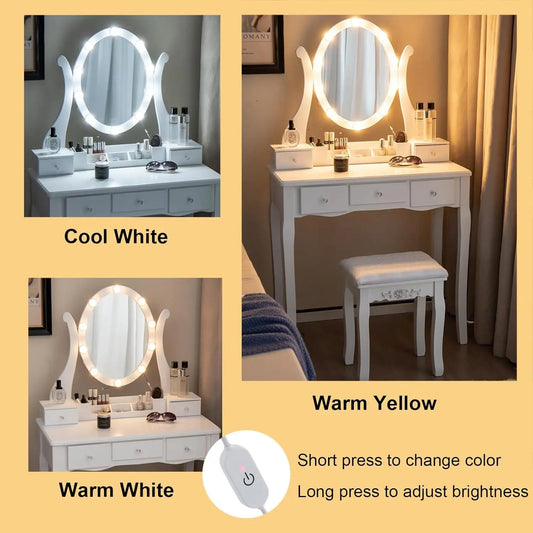 Elegant White Vanity Set with Mirror