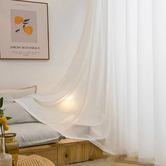Rideaux de luxe en tulle blanc pour chambre et salon