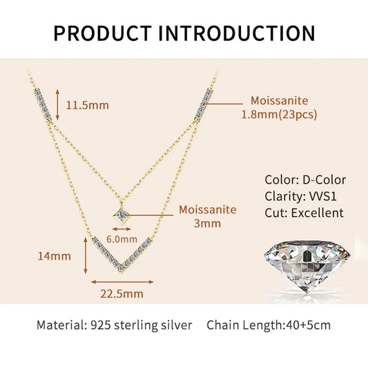Double Layer V Necklace - Sterling Silver