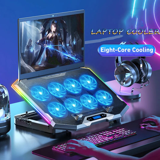 17-Inch Gaming Laptop Cooler with LED - 6 Fans