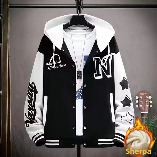 Herren-Patchworkmäntel mit Buchstabendruck