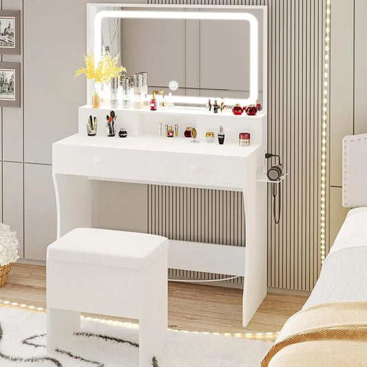 LED Mirror-Power Outlet 4 Drawers