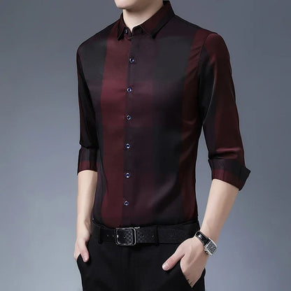 Men's Autumn Business Casual Plaid Long Sleeve Shirt