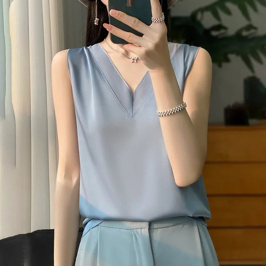 White Vintage Silk Tunic - Blouse for Women