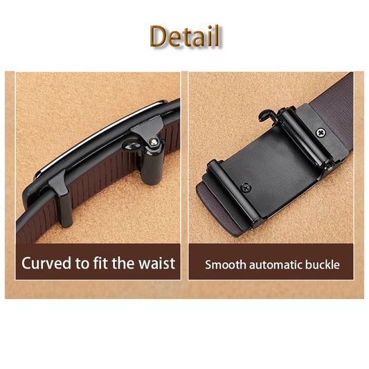 Men's Genuine Leather Belt - Automatic Ratchet Buckle