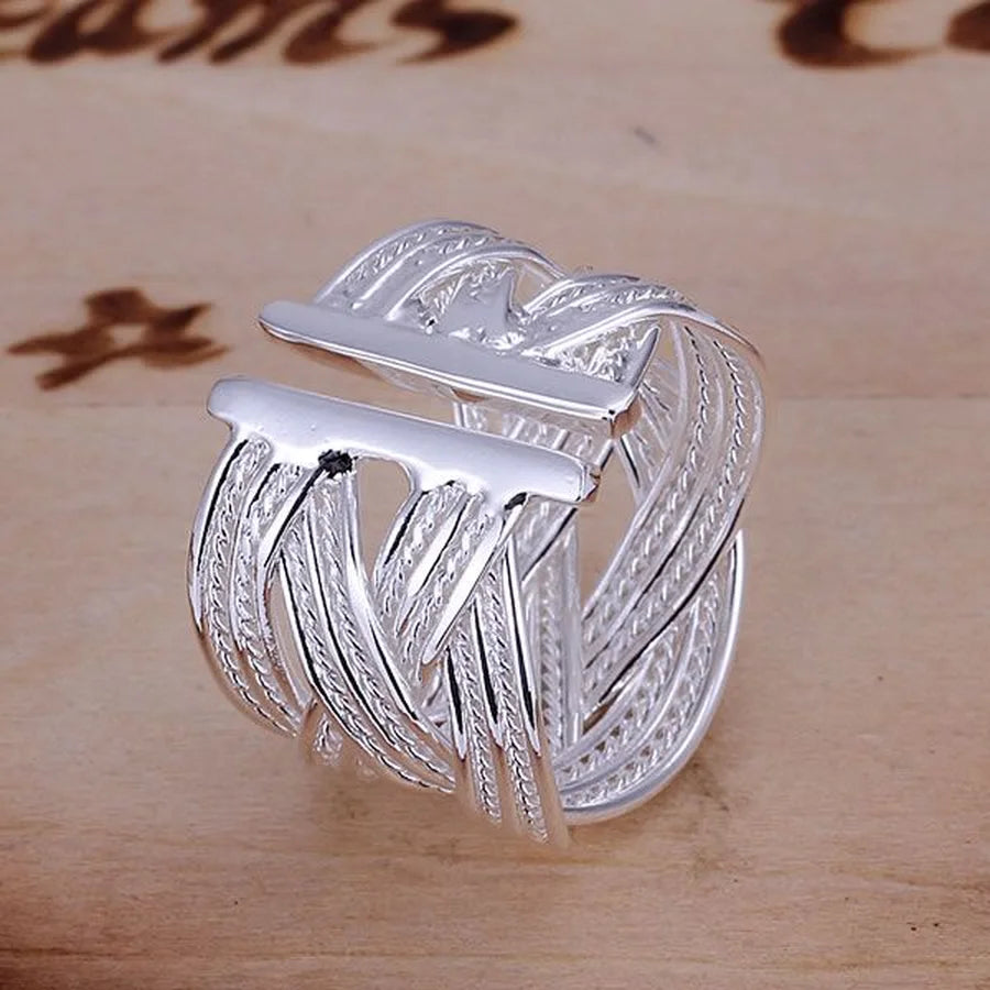 Adjustable 925 Silver Open Ring for Women