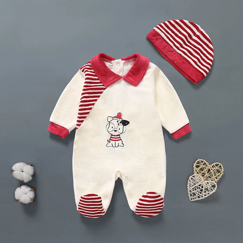 Cartoon Striped Jumpsuit for Newborn Baby