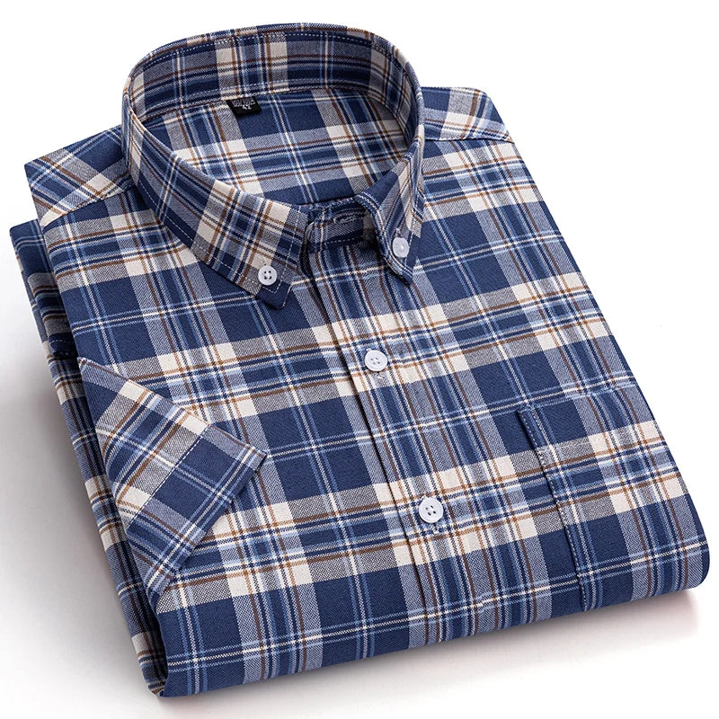 Men's Slim-Fit Long Sleeve Plaid Shirt