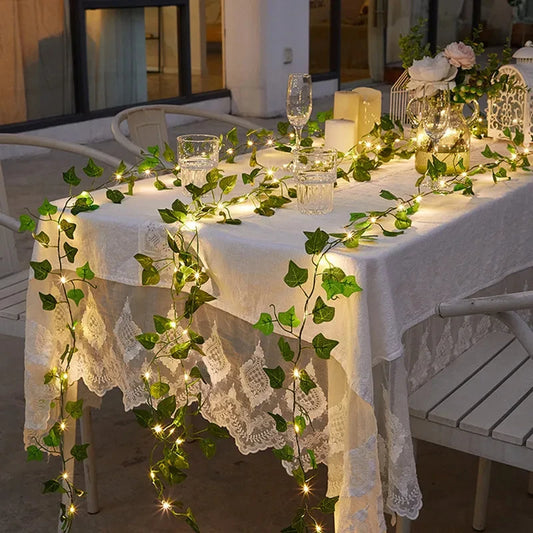 2m LED Ivy Vine Garland - Artificial Green Leaves
