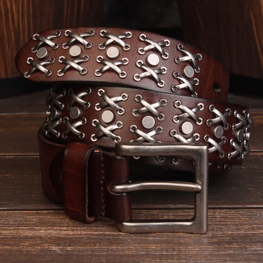Ceinture de cowboy en cuir clouté