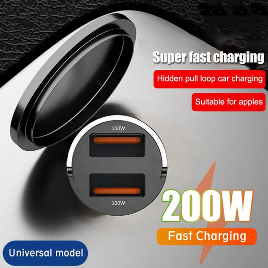 Mini chargeur de voiture 200 W – Deux ports USB-C, charge rapide
