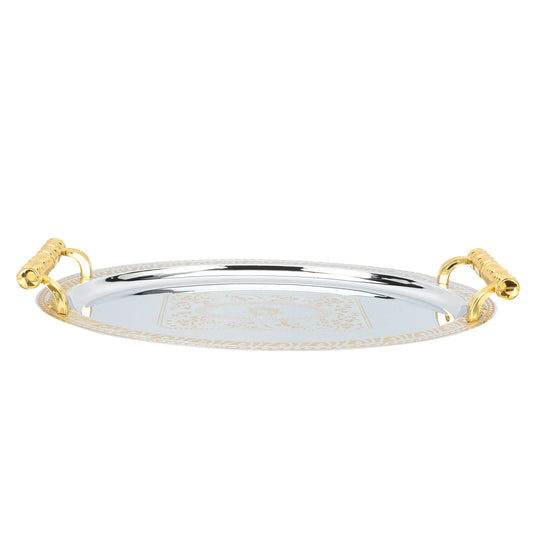 Plateau de service ovale doré opulent