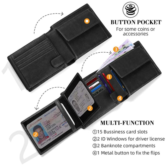 Slim RFID Wallet with 15 Card Holders