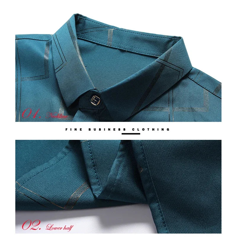 Non-Iron Wrinkle-Resistant Men's Long Sleeve Printed Shirt