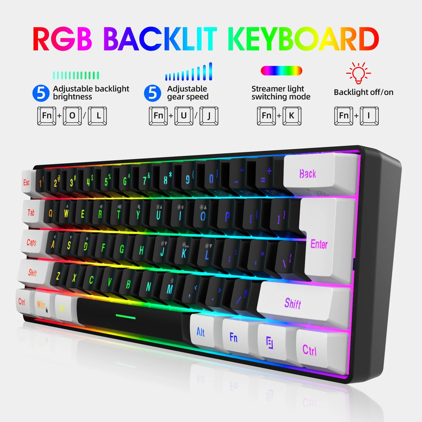 RGB Backlit Waterproof Mini Gaming Keyboard for PC/Mac