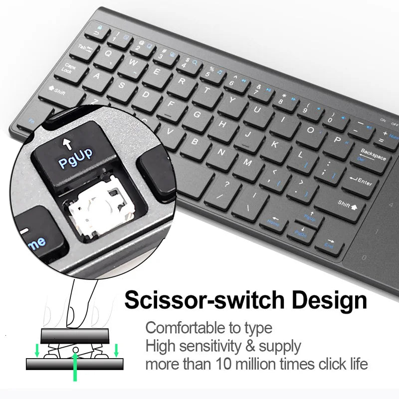 Slim Wireless Keyboard with Touchpad for Various Devices