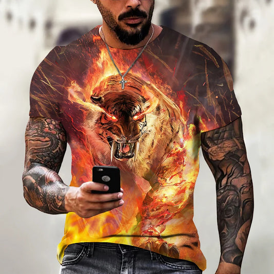 Men's 3D Tiger Print Summer Tee