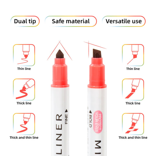 Dual-Tip Pastel Highlighter Marker Set - 12/24pcs, No Bleed