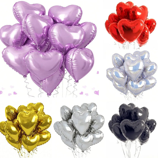 60/5PCS Red Heart Foil Balloons - Inflatable Helium Balloons