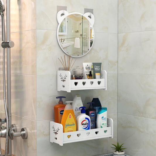 No-Drill Wall-Mounted Bathroom Mirror Set