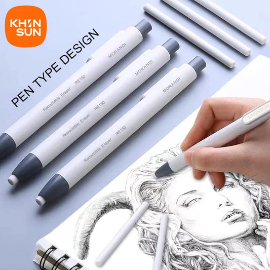 Press Retractable Pen-Style Erasers for School Supplies