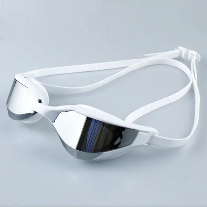 Waterproof and Fog-proof Racing Swim Goggles - Cool Silver Plated for Men and Women