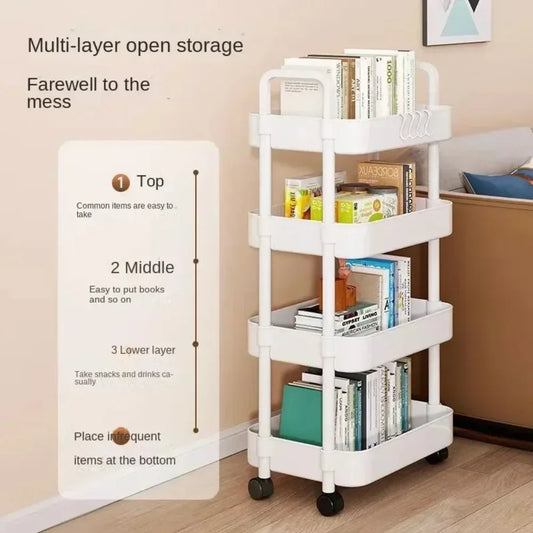 Étagère à roulettes multicouche pour cuisine et chambre à coucher