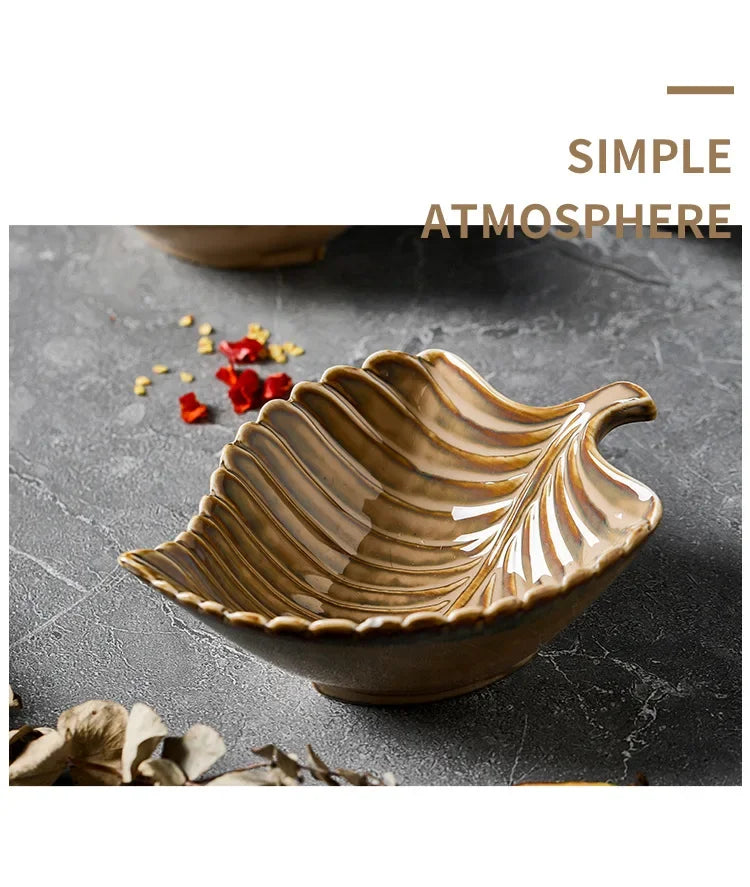 Ceramic Leaf Nuts Tray Dish
