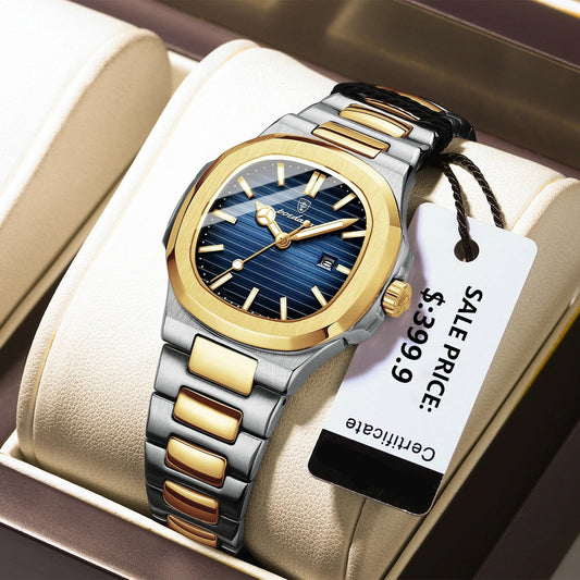 Women's Waterproof Luminous Date Stainless Steel Quartz watch