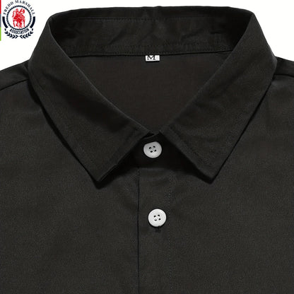 Men's Color Block Button-Down Striped Shirt