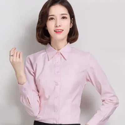 Women's Elegant Long Sleeve Single Breasted Polo Blouses