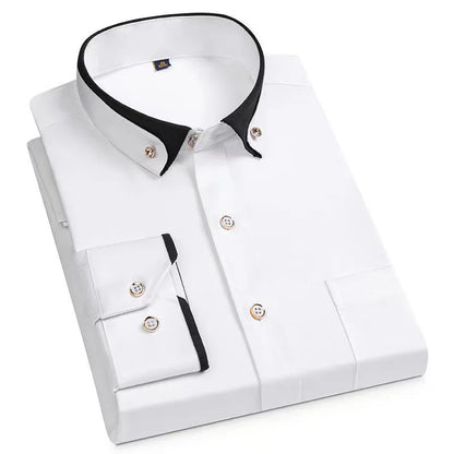 Men's Iron-Free Long-Sleeve Polyester Dress Shirt
