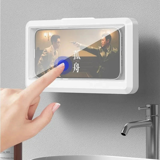 Waterproof Bathroom Phone Holder – Wall-Mounted Self-Adhesive Case with Touch Screen & Shower Sealing Storage