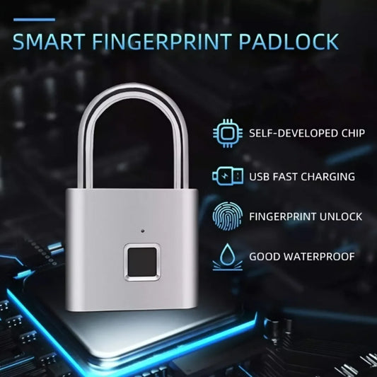 Keyless USB Charging Fingerprint Padlock – Smart Waterproof Lock 0.2s Unlock Portable Anti-Theft Zinc Door Lock