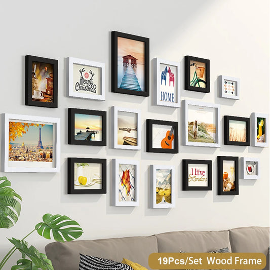 14/19-Piece Wooden Photo Frame Set
