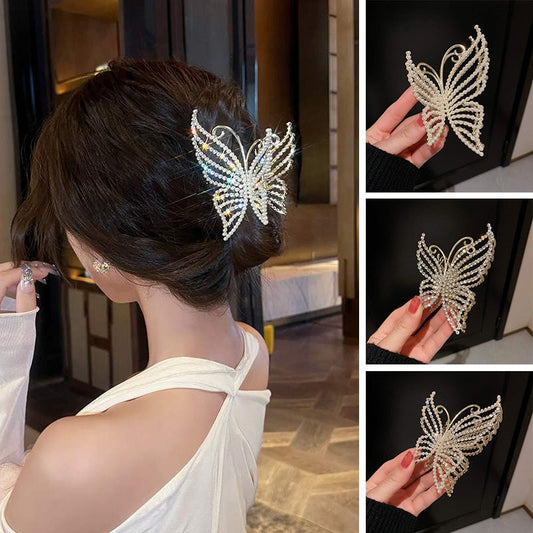 Pince à cheveux papillon élégante en strass