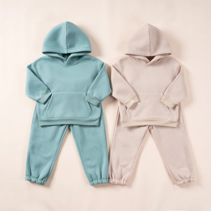 Toddler Winter Clothing with Plush Hooded Sweater
