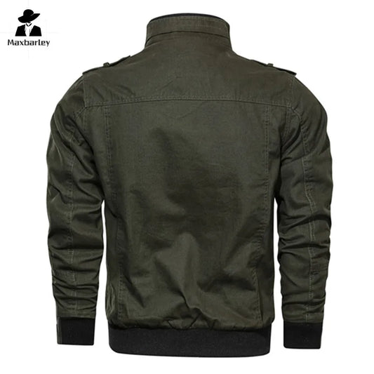 Men's Military Tactical Jacket – Zipper Cargo Cotton Windbreaker