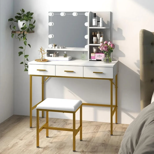 LED Vanity Desk with Mirror - Glam Up