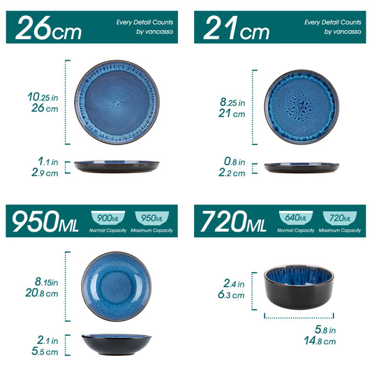 Service de table en grès 12 pièces Cécile