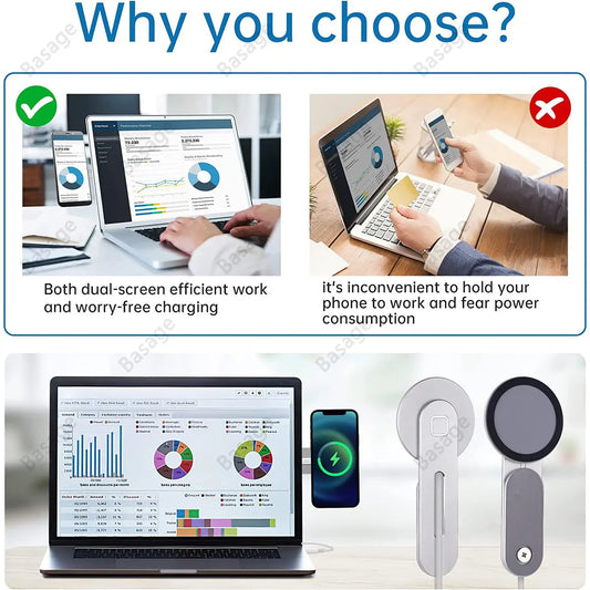 Wireless Laptop Phone Holder with 15W Fast Charger