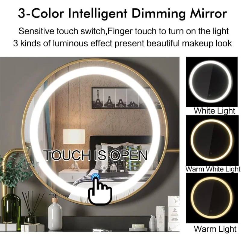 Glam Mirror Vanity- 3 Brightness Modes