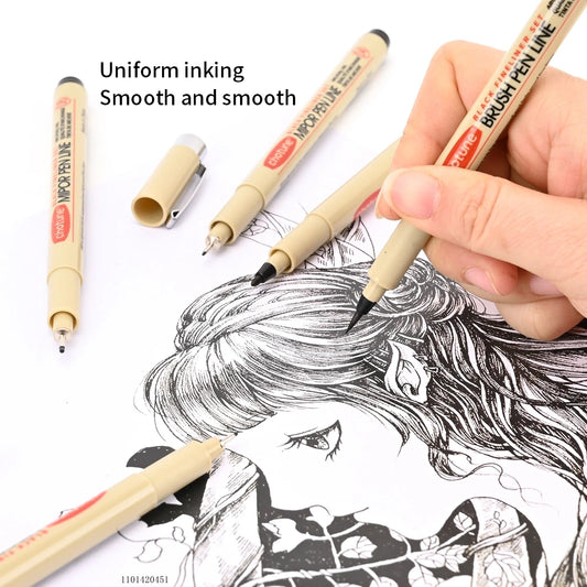 12-Tip Pigment Liner Micron Ink Marker Pen Set for Manga Drawing